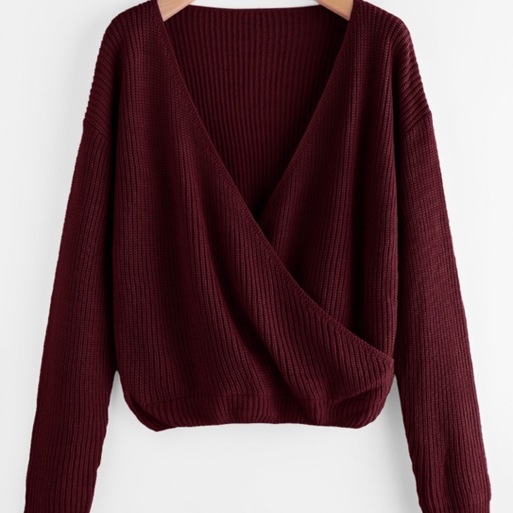 Drop shoulder front sweater